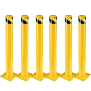 Towallmark Safety Bollard Post 6 Packs, 36 Inch Height Steel Bollards, 4.5 Inch Diameter Parking Bollard, Yellow Powder Coated Safety Parking Barrier Post, for Traffic Sensitive Areas Traffic Control