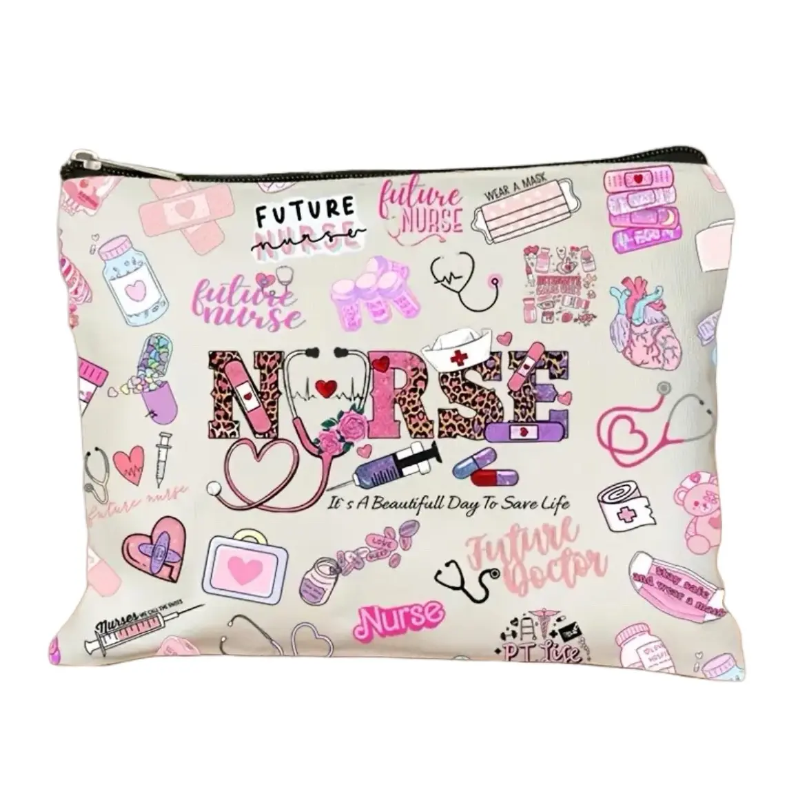 Nurse Print Zipper Pouch - Lightweight Carry-On Bag for Travel and Everyday Use - Pack, Organiser