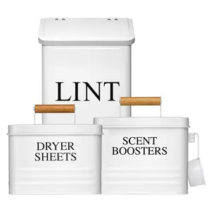 Calindiana Laundry Room Organization Set – Magnetic Lint Bin, Dryer Sheets & Powder Container