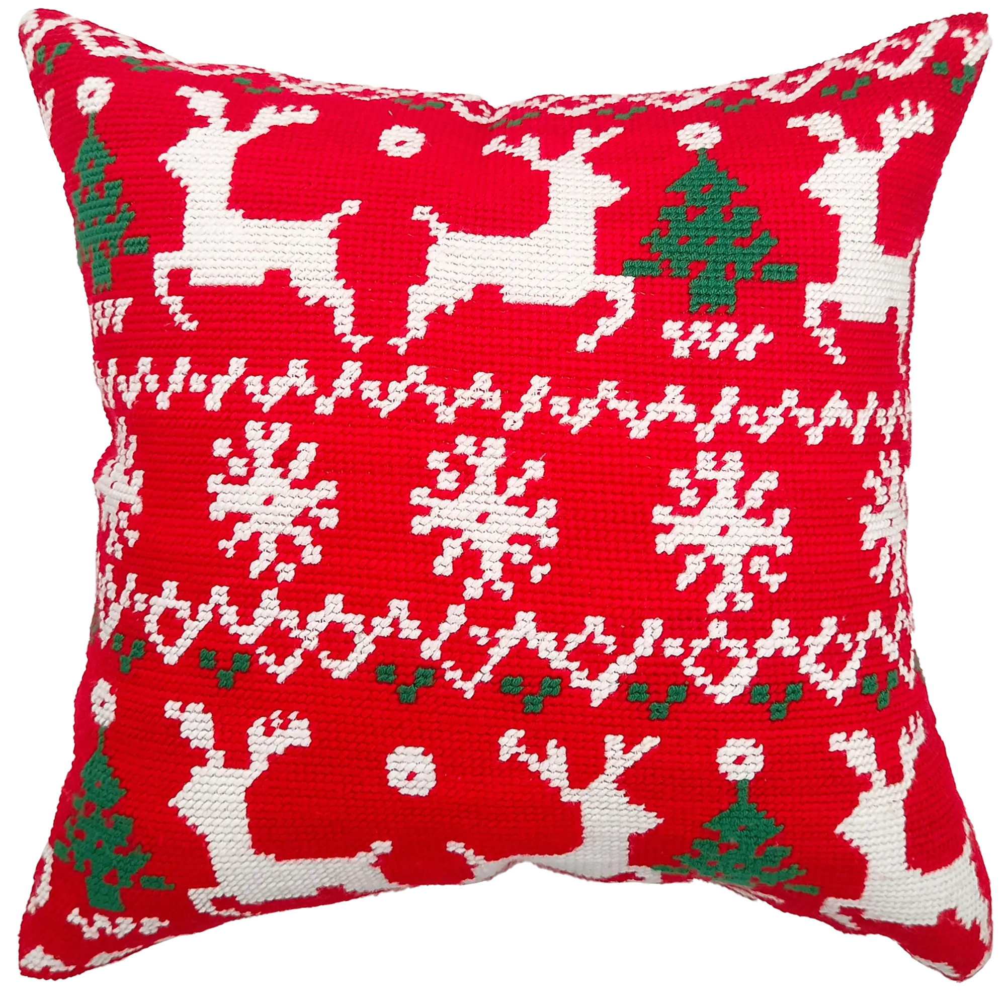 Needlepoint Pillow Kit - Christmas Reindeer & Snowflake