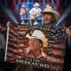 George Strait Flag Red White and Blue 4th Of July Tapestry Flag