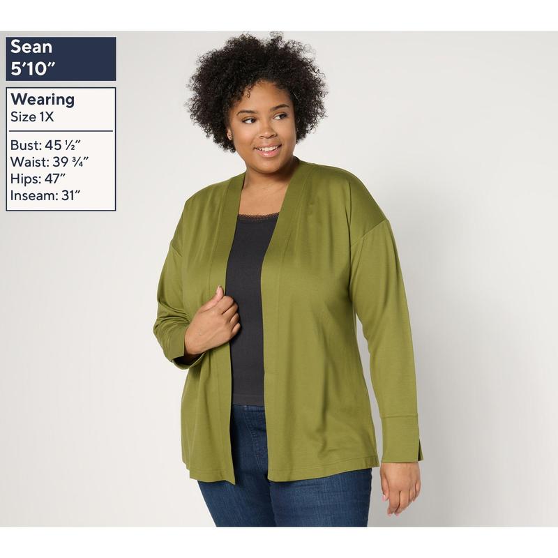 Isaac Mizrahi Live! Regular Go To Knit Open Front Cardigan