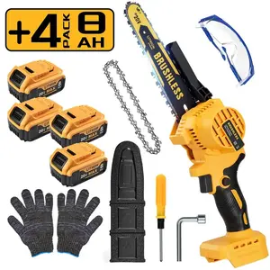 [Compatible with Dewalt Batteries 20V/60V] 8-inch brushless lithium-ion portable hand saw, 1100 watts power, 5 m/s chain speed, ultra-lightweight at 800 grams, suitable for pruning trees and cutting timber.