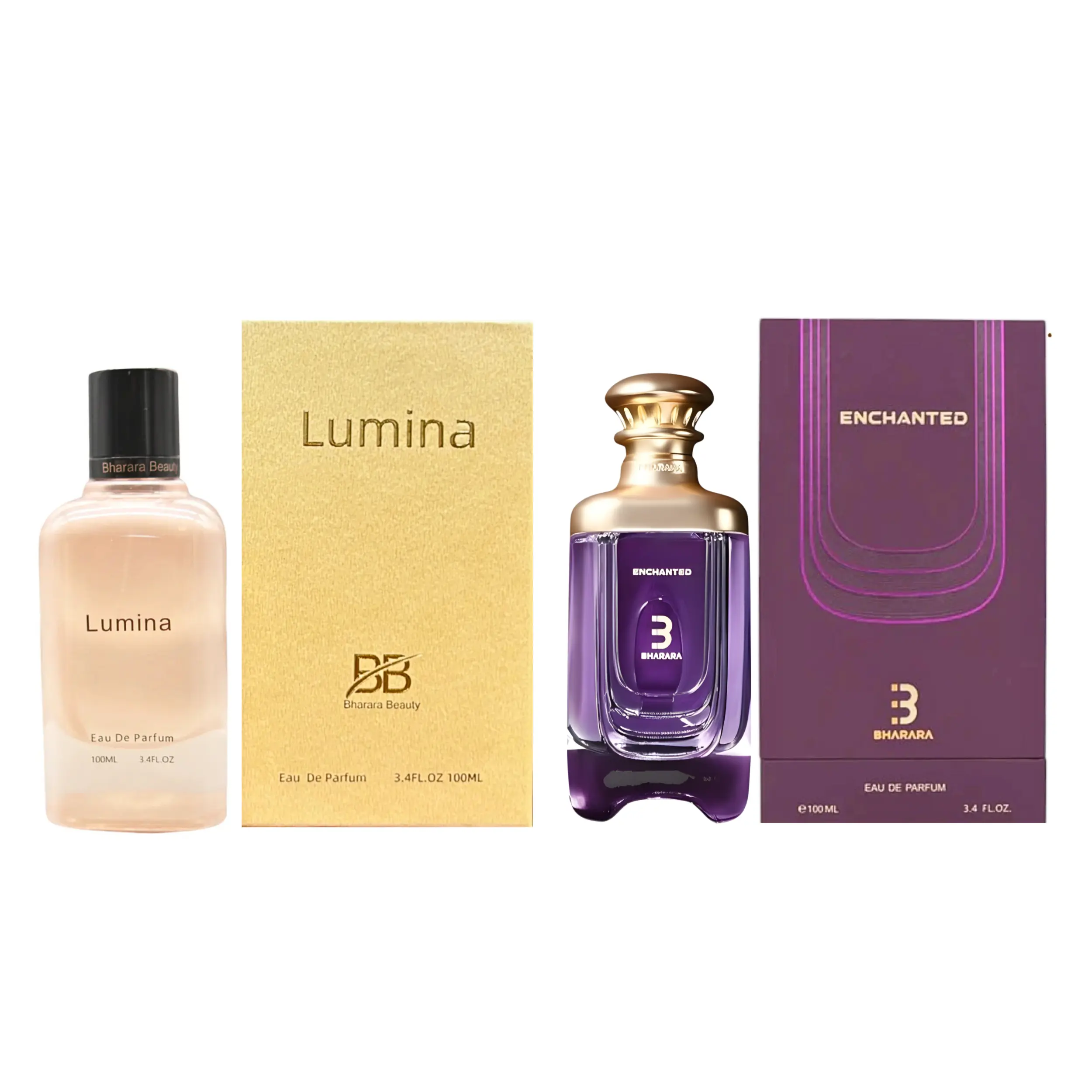 BHARARA Enchanted & Lumina Eau De Parfum Set, 2-Piece Deep Floral Perfume Duo for Women with Radiant & Sweet Notes, 3.4 fl oz Each