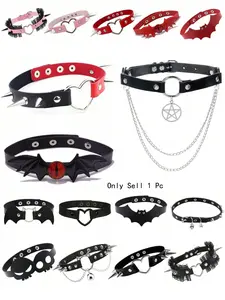 Punk Halloween Gothic Witch Jewelry Necklace with Bat and Heart Studs, Hip Hop Rock Style for Men and Women, Perfect for Parties and Gifts, Gothic Mystery Jewelry