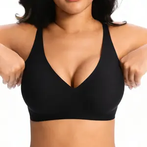 1/2/3/4PCS Womens Deep V Bras Jelly Wireless Comfortable Bra Supportive No Underwire Bras Tshirt Push Up Bralettes Plunge Seamless Bra Everyday Bras S 4XL