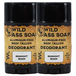 Aluminum-Free Midnight Moon Beef Tallow Deodorant | Pack of 2 | 2.75 oz | Wild Ass Soap
