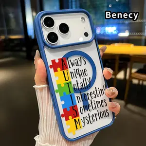 Magnetic Soft Case for iPhone 17 16  Pro Max Plus 15 14 13 12 11 Air E Autism Uniqueness Pattern Anti-Yellowing Shockproof ultra-thin Silicone Crystal Transparent Acrylic Cover Supports Wireless Charging