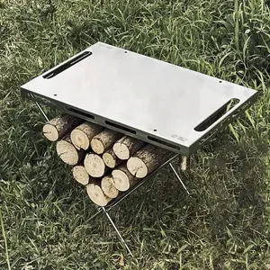 Camping Brazier Table Outdoor Stainless Steel Folding Portable Picnic stove Table Burning table