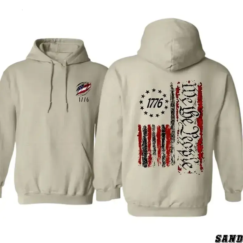 Unisex 1776 We The People Graphic Hoodie - Grunge American Flag, 13 Stars, Casual Tops, Everyday Style Patriotic Pullover, Trendy Seasonal Gift