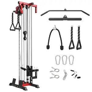 Adjustable Cable Crossover Machine with Dual Pulley System for Home Gym Workout, 18 Positions