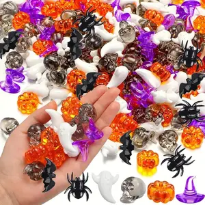 36-Piece Halloween Decoration Set with Acrylic Pumpkins, Skulls, Bats, Spiders, and Ghosts, Includes Witch Hats for DIY Crafts, Fall Parties and Ornaments