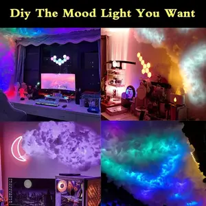 K-16FT 3D Thundercloud LED New Cloud Light, DIY Creative Cloud Lights for Gaming Room Garage Club Dj Party with Colorful Atmosphere Night Light- 7