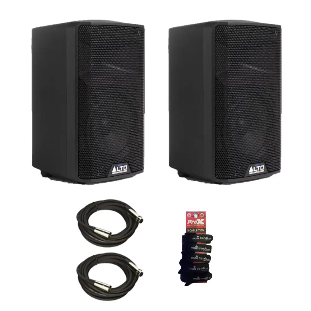 2x Alto Professional TX 408 350W 8-INCH 2-WAY POWERED BT SPKRS + 2x XLRs