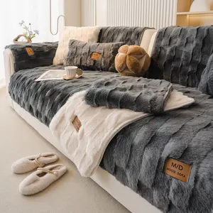 Solid Color Faux Fur Sofa Cover, Sofa Couch Covers, 1 Count Non-slip Sofa Slipcover, Soft Comfortable Sofa Protector, Sofa Protector for Home Living Room Bedroom Hotel Dormitory