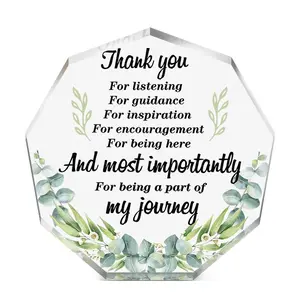 Flower & Leaf Pattern Acrylic Gift Decor, 1 Count Creative Decorative Sign, Acrylic Plaque Sign, Home Living Room Table Party Decorations Supplies