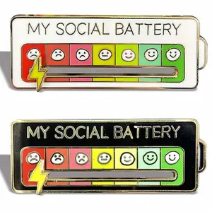 Mood Slide Pin, Social Pin, My Social Mood Slide Pin, Fun Interactive Pin Lapel, Mood Enamel Pin, 7 Days A Week Backpack, Hat, Bag, Scarf, Clothing