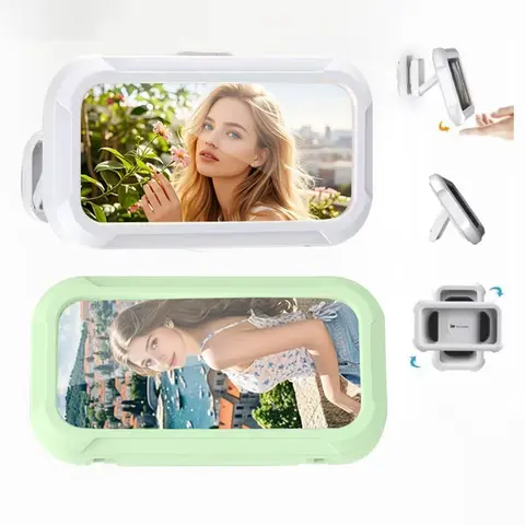 360° Rotatable Waterproof Wall-Mounted Mobile Phone Stand - Hands-Free Holder for 4-7 in Smartphones, Durable Adjustable Accessory with Adhesive Hook, Magnetic Ring Grip & Secure Sticky Base