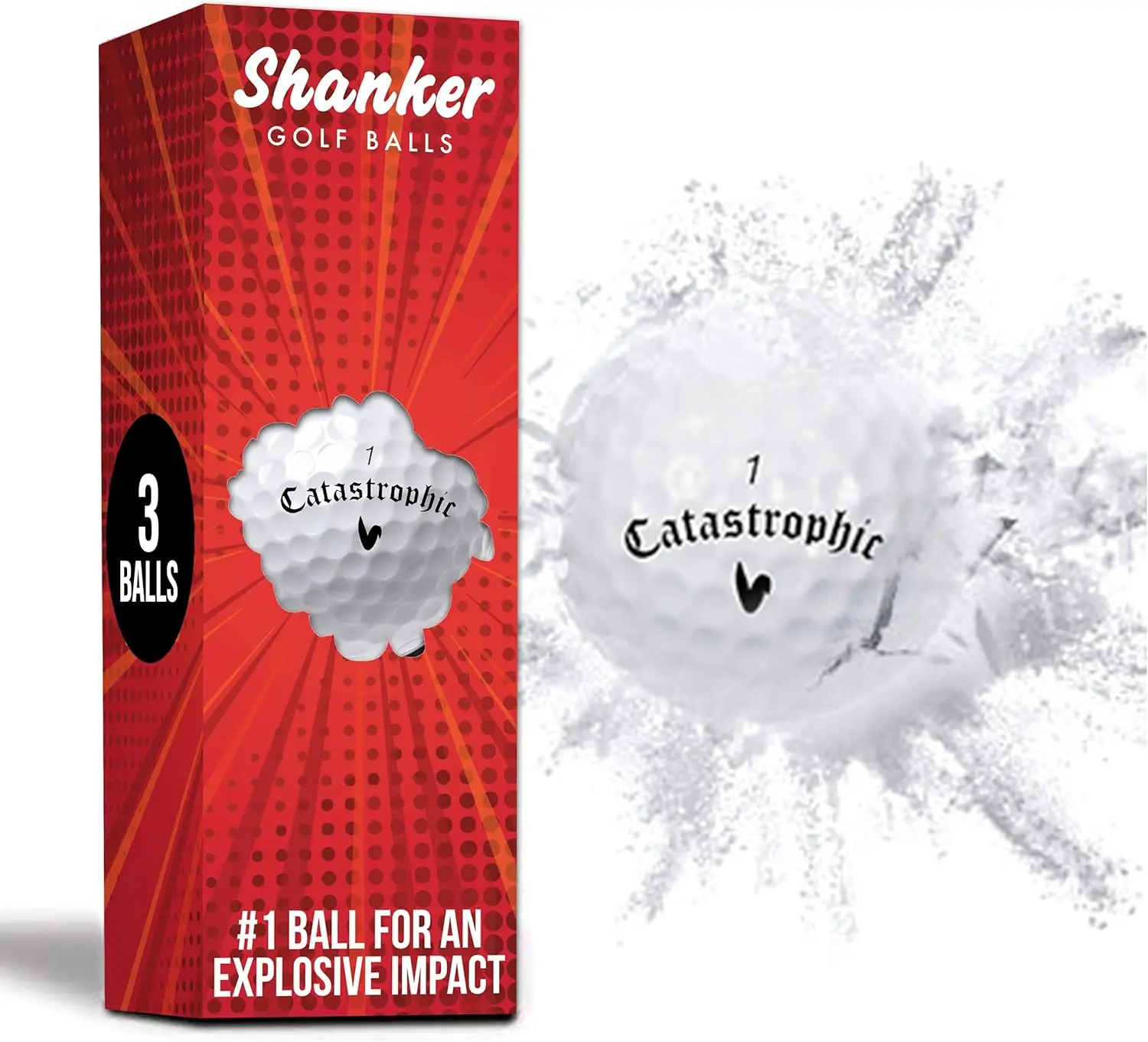 Shanker Golf Exploding Balls - Prank Balls that Explode on Impact - Funny Joke for Golfers (Sleeve of 3, Novelty) | Sleeve of 3 Novelty Balls - Funny Joke for Golfers - Shatters into a Cloud of White Smoke - Golf Gag Gift