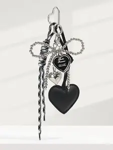 Women's Elegant Heart Shaped Keychain, Fashionable Bow Charm Metal Keychain for Handbags & Wallets, Car Keys & Key Pendants, Unique Gifts for Fashion Enthusiasts