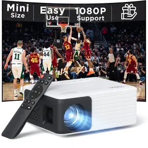 Mini Projector with Wifi & Bluetooth, Full HD 1080P Support, LCD, White, 1 Pack YOTON