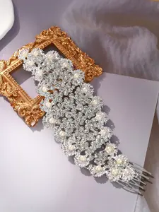 Water Drill Alloy Hair Comb Ancient Style Hanfu Accessory, Wedding Bride Headpiece, Showa Cheongsam Hairstyle Decoration