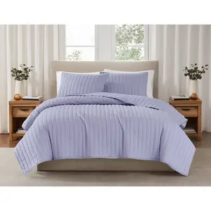 Brooklyn Loom King Cotton Shell Solid Percale Quilt Set Lavender