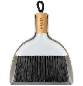 MR.SIGA Mini Dustpan and Brush Set, Portable Cleaning Brush and Dustpan Combo with Bamboo Handle, 1 Set