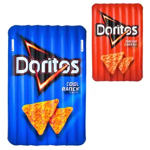 Doritos Reversible Pool Float Double-Sided Cool Ranch and Nacho Cheese Inflatable with Built-in Handles Extra Large 5.8 Foot Snack Shaped Floatie for Pool, Beach and Lake