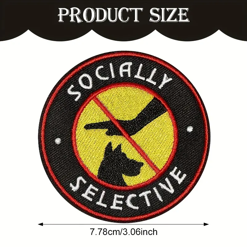 3Pcs Knitted Social Selective Embroidery Logo Patches - "Don't Pet" Design, Polyester Knit, Iron-On Back, Sew-On Capability, Adhesive Backing for Pet Leashes