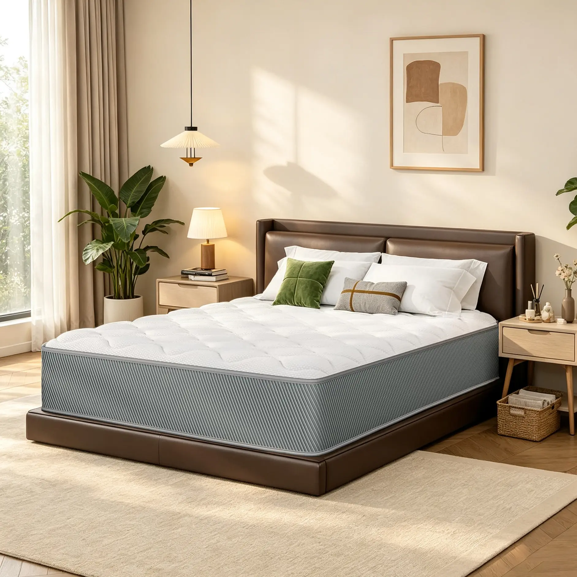 CertiPUR-US Certified Hybrid Mattress, Fiberglass Free Safe Fabric, 7 Zone Pocket Springs, Strong Edge Support Medium Firm Mattress Packed in Box