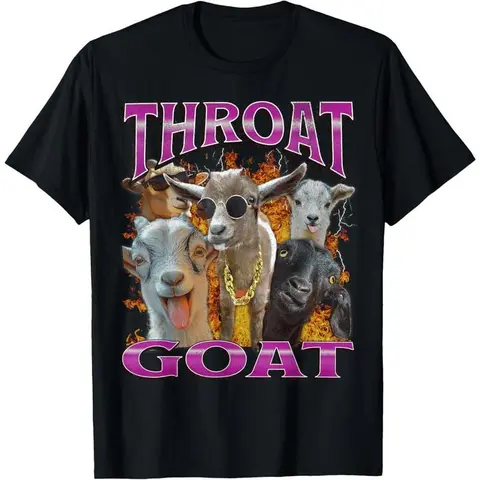 100% Cotton Unisex-Adults Throat Goat Funny Offensive Adult Humor Bootleg Y2K Graphic T-Shirt - Black, Small - Short Sleeve - T-Shirt - Unique Graphic Design