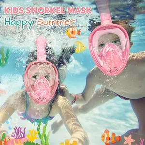 1pcs/Pink Kids Full Face Snorkeling Mask with Camera Holder - Anti-Fog & Leak-Proof snorkeling gear, Large Panoramic Vision (180° View), Soft Cushioned Seal - for Boys & Girls Ages 3-14 Years - Swimming, snorkeling, scuba Snorkel Mask