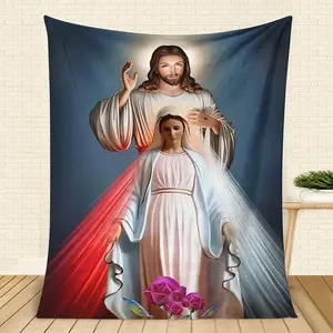 Flannel Printed Blanket for Religious Believers, Throw Blanket, Nap Blanket, Gift Suitable for All Seasons
