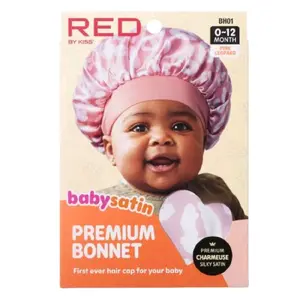 KISS Colors & Care Baby Satin Premium Bonnet, 0-12 Months - Pink Leopard