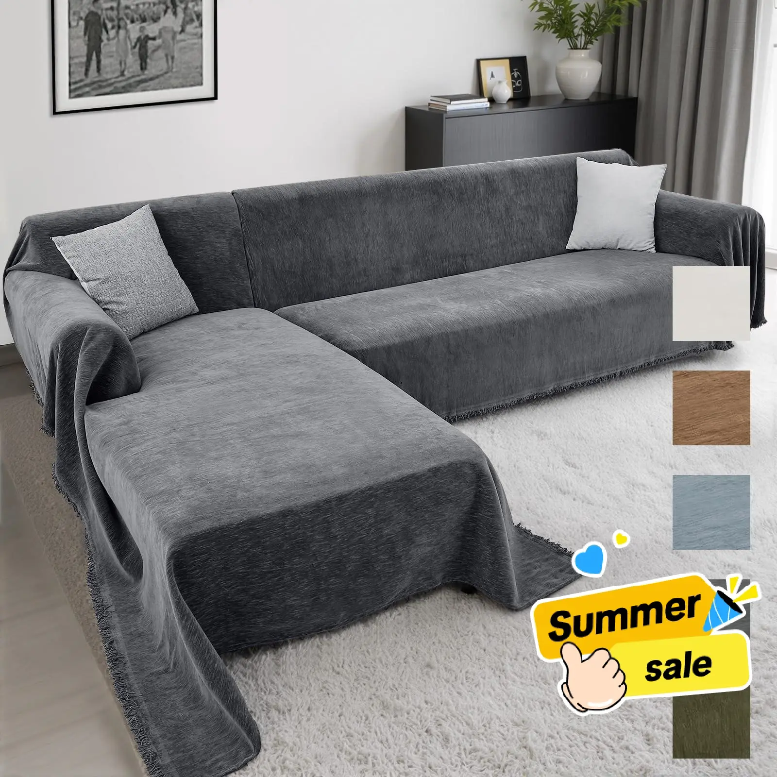 Back To School Inovaday Sofa Cover Sectional Couch Covers, 2 Pieces Washable L Shaped Couch Covers Sofa Blanket for Dogs Pet Friendly Sectional Sofa Slipcovers Furniture Covers