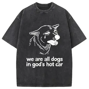 B-Existential Dogs In Gods Hot Car Graphic Heavyweight Oversized Funny Meme T Shirt Irony Dog Quote Graphic Apparel Distressed Cotton Tee Grunge Alt Aesthetic Top Street Wear Unisex Tshirt Minimalist Sketch Dog Tee Casual Loose Fit Short Sleeve Tee Black