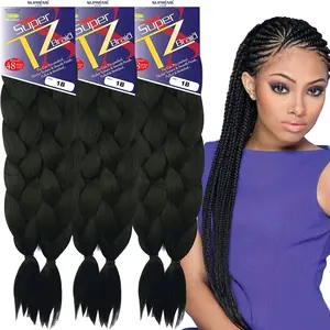 Supreme Super 1Z Braid 18" Black Synthetic Hair Extensions for Braiding and Styling