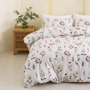 3-Piece Winter Jasmine Print Duvet Cover Set, Includes 1 Duvet Cover and 2 Pillowcases (Without Insert), Soft and Comfortable, Machine Washable for Easy Care, Spring & Summer Refresh, Bedroom Bedding Set