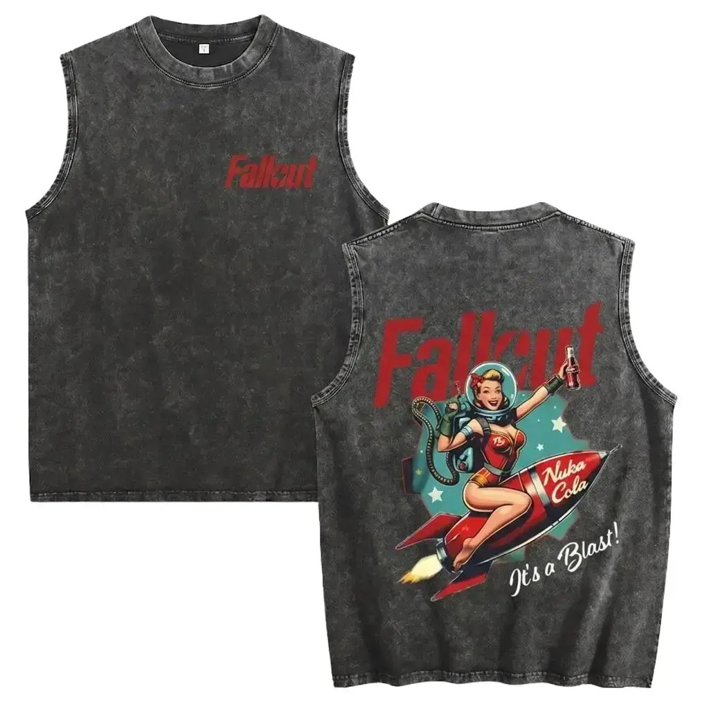 YoungFlame Fallout Acid Wash Tank Top Men| Retro Graphic Tee| Heavyweight 100% Cotton Streetwear Vest| Vintage Wasteland Aesthetic Summer 2026 everyday shirt outdoorfun short-sleeved t-shirt t-shirt gift unisex t-shirt top vintage