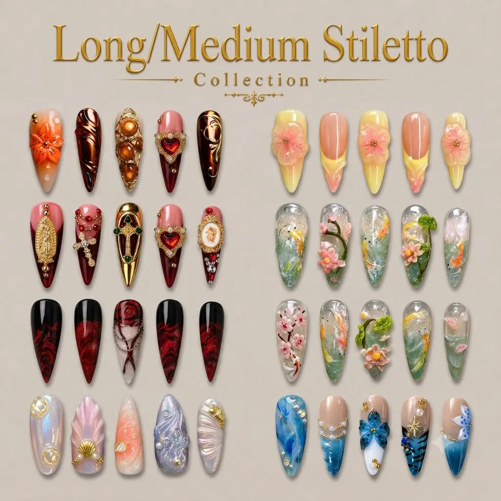 NAILCOUTURE Press-On Nails | Handmade Artisan Craftsmanship | Glue-On False Nails | Acrylic Gel System | Reusable 3D Nail Art | Coffin, Almond, Square, Oval & Stiletto Shapes | Salon Quality | Long-Lasting | Glossy Finish | Luxury Nail Collection