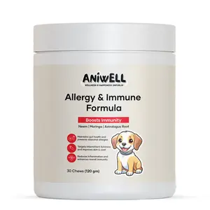 Aniwell Allergy & Immune Formula: Powered by Neem, Moringa, Astralagus Root, Probiotic Soft Chews for Dogs