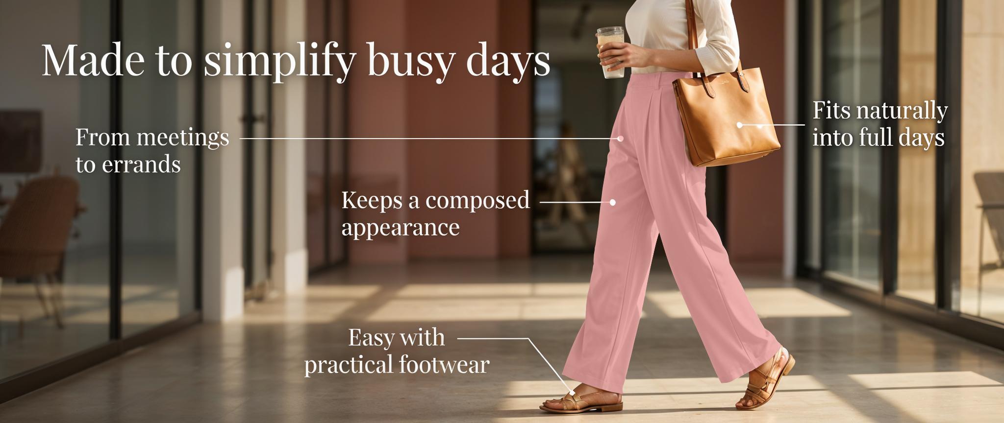 Relaxed Fit | Size Down Recommended | Women's High Waisted Wide Leg Waffle Pants with Pockets, Stretch Business Casual Pants, Comfortable Office Trousers #Dealsforyou