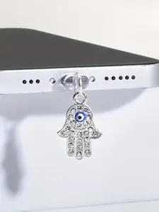 Blue Eye Palm Charm Dust Plug Compatible with iOS Lightning and Type-C Interfaces, Animal Pattern, Casual Style, All Seasons, Phone Decoration, Phone Charms