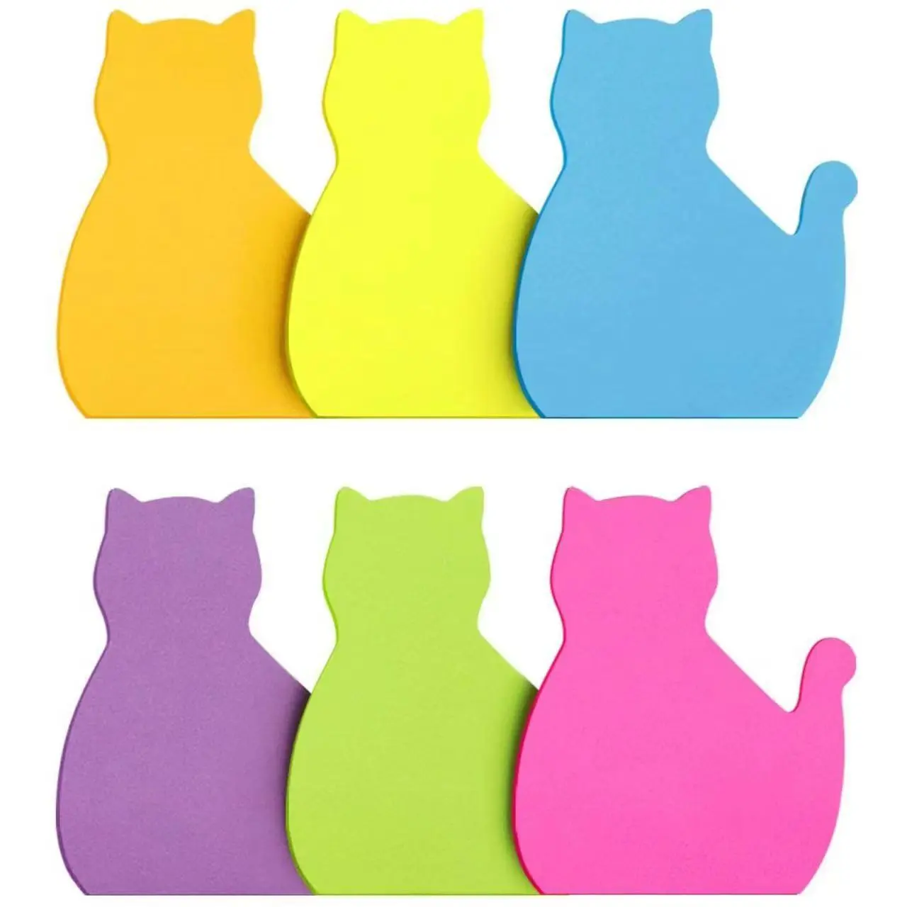 6 Cartoon Cat Sticky Notes Labels, Vibrant Colors, 30 Sheets Per Book, Creative Design, Ideal for Notebooks, School Supplies, Office Use, Adhesive Tabs, Book Accessories, Sticky Notes Set