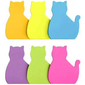 6 Cartoon Cat Sticky Notes Labels, Vibrant Colors, 30 Sheets Per Book, Creative Design, Ideal for Notebooks, School Supplies, Office Use, Adhesive Tabs