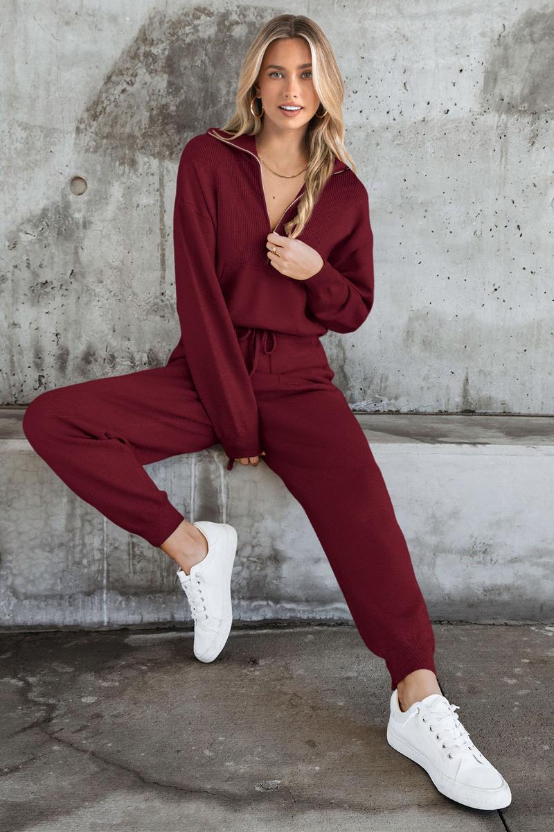 PrettyGarden Women's 2-Piece Sweater Set Pullover Zip Up Sweatshirt Jogger Sweatpants Tracksuit Casual Outfit