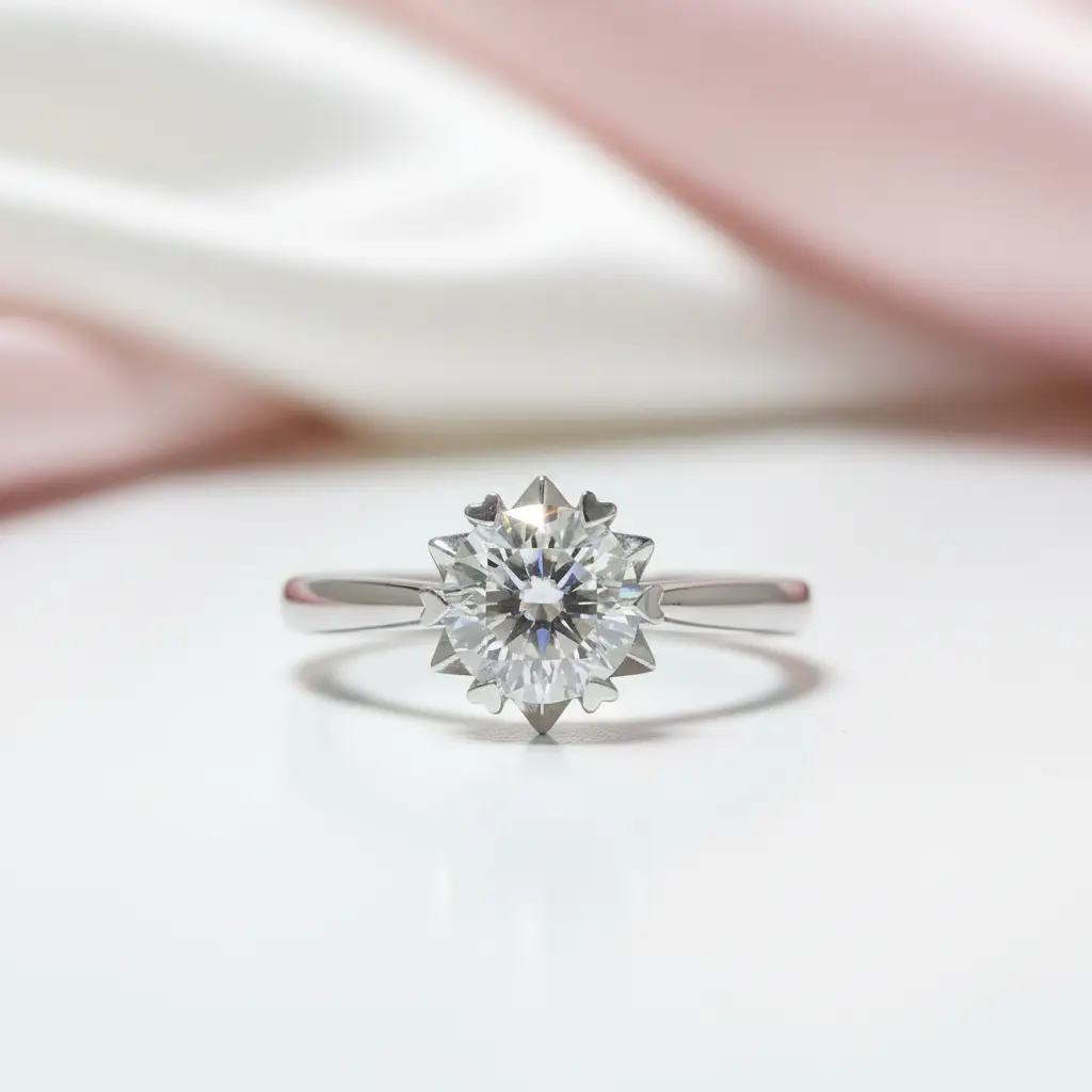 1.0 Ct 6.5mm Round Cut Diamond Option Snowflake Engagement Ring