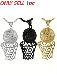 Fashion Basketball Hoop Pendant Necklace, European and American Hip Hop Creative Design, Perfect for Daily Wear and Sports