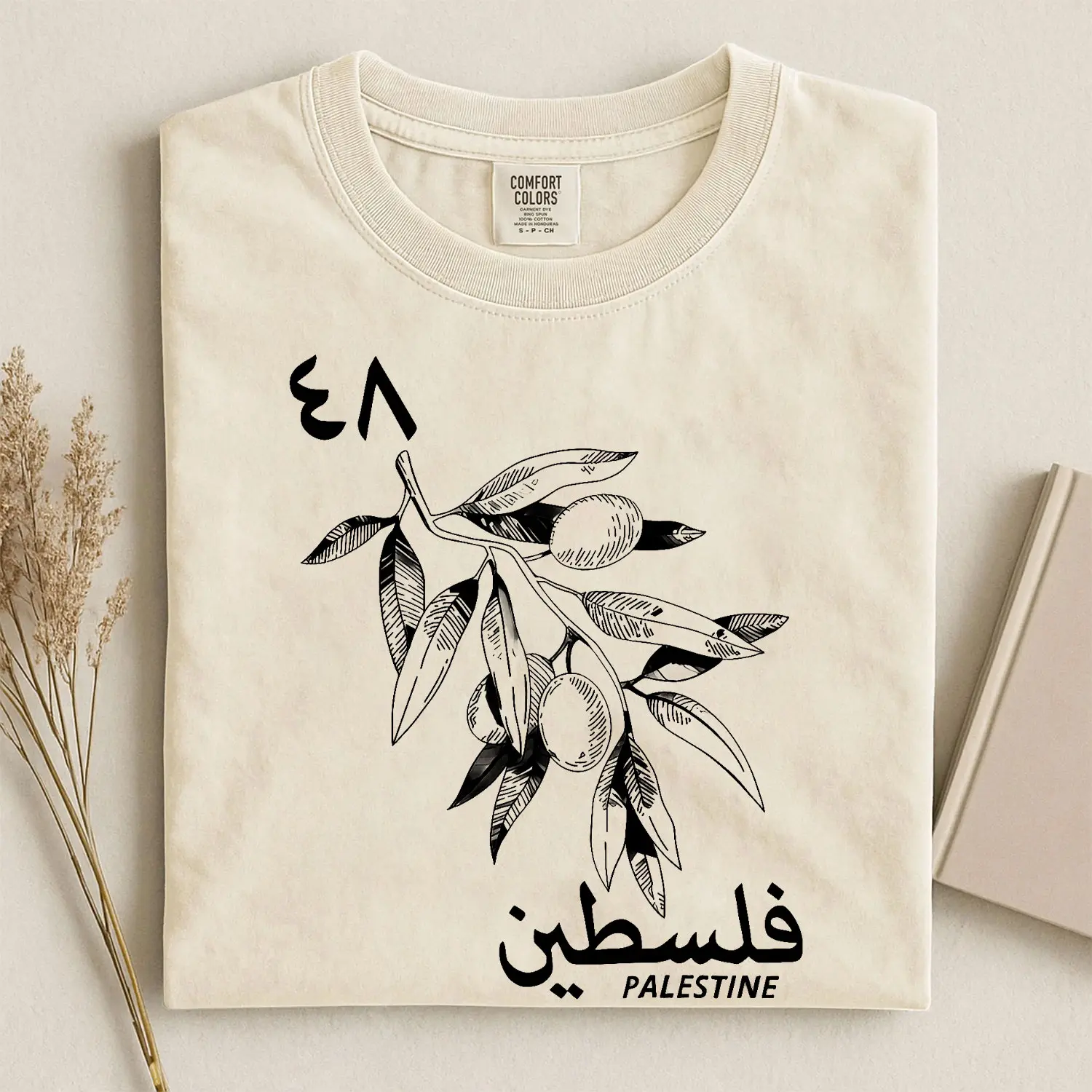 Palestine Olive Branch Shirt, Arabic Peace Graphic Tee, Cultural Heritage Apparel, Middle Eastern Inspired Clothing, Unity Message Tee